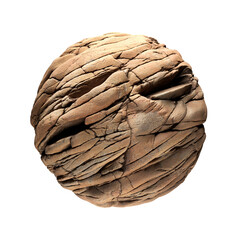 Soil Cracked Planet Brown Dry Desert Cliff Ball Isolated  on Transparent Background 3d