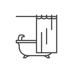 Thin line bathub icon. Bathtub bath icon vector button logo symbol concept. Thin line bathub icon. Bathub and Shower Icon Vector.