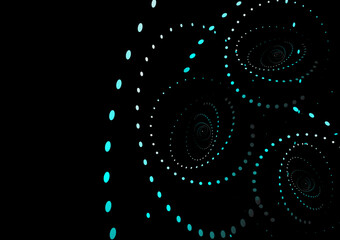 Gradient spiral dot abstract background vector. 3D circle shape, twist movement art graphic pattern. Whirl motion element concept, modern halftone design. Futuristic technology backdrop illustration.