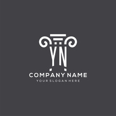 Monogram YN logo for law firm with pillar icon in modern and creative geometric style - obrazy, fototapety, plakaty