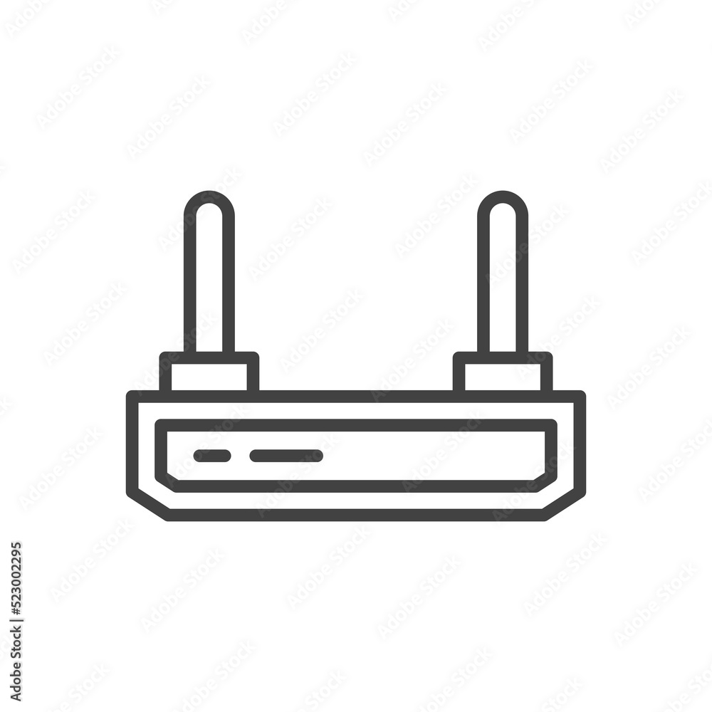 Poster internet service wireless router, modem with wifi signal flat vector icon for apps and websites