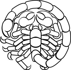 Astrology horoscope zodiac signs, circular Scorpio scorpion symbol