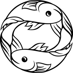 Obraz premium A Pisces fish horoscope astrology zodiac sign symbol