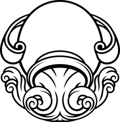 Astrology horoscope zodiac signs, circular Aquarius jug symbol