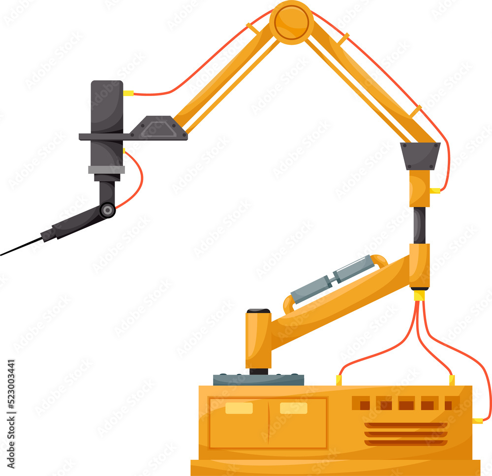 Poster robot arm or mechanic laser hand, robotic machine