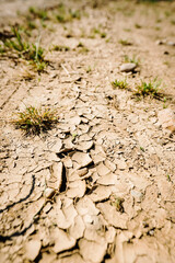 Dry soil in french Drome region