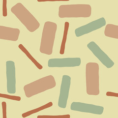 Geometric seamless abstract vector pattern with repeating rectangles and squares. Colourful composition style design for print, backdrop, background, textile, fabric products, wrapping and wall paper.