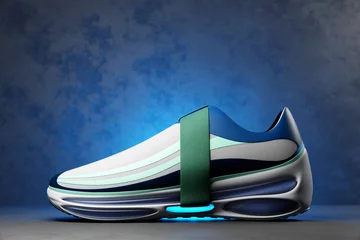 Türaufkleber Sneaker premium 3d Render Object isolated on a blue background © Виталий Сова