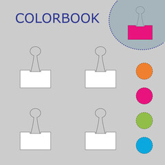 Coloring book of a paper clip. Educational creative games for preschool children