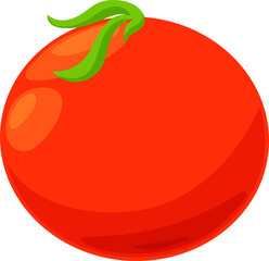 Tomato fruit green stem isolated cartoon veggies