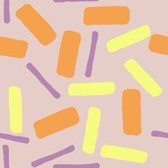 Geometric seamless abstract pattern with repeating rectangles and squares. Colourful ethnic composition style design for print, backdrop, background, textile, fabric products, wrapping and wall paper.