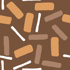 Geometric seamless abstract pattern with repeating rectangles and squares. Colourful ethnic composition style design for print, backdrop, background, textile, fabric products, wrapping and wall paper.