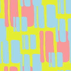 Geometric seamless abstract pattern with repeating rectangles and squares. Colourful ethnic composition style design for print, backdrop, background, textile, fabric products, wrapping and wall paper.