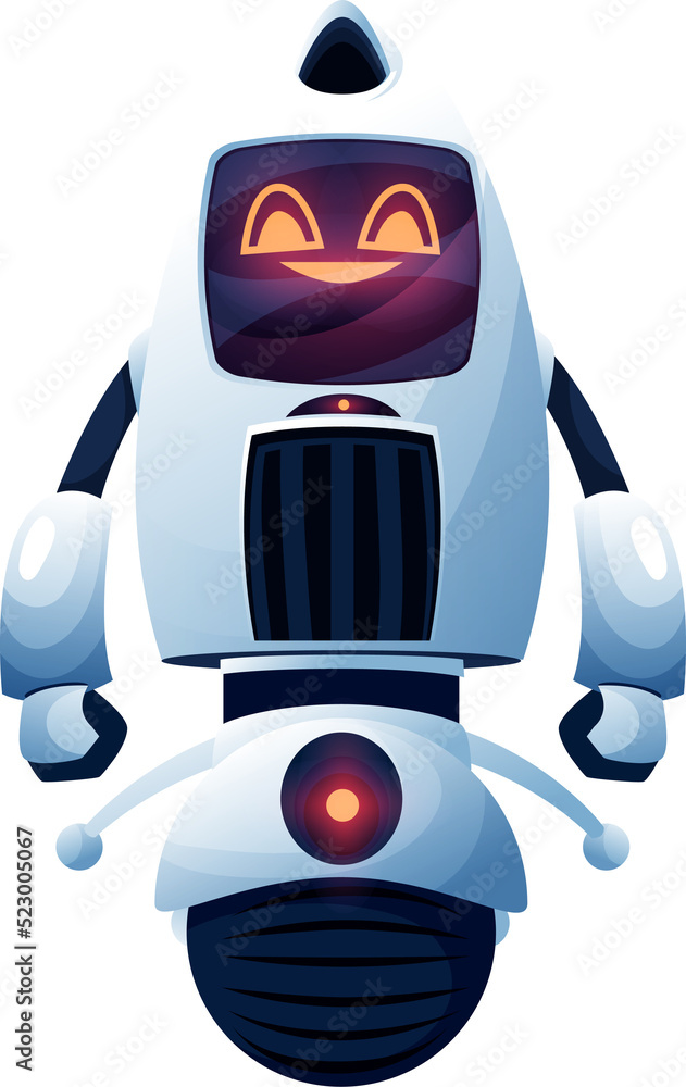 Aufkleber Cartoon robot or cyborg, vector bot ai character