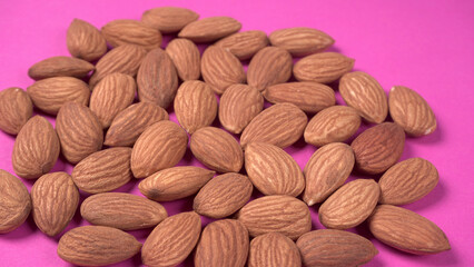 Almonds top view isolated on white background.