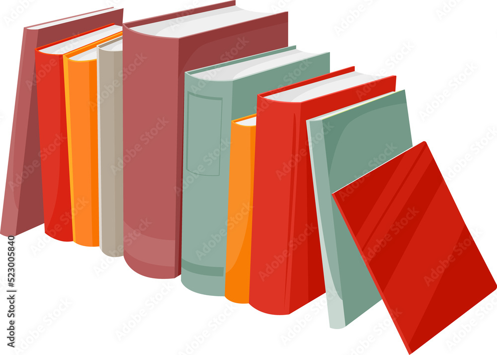 Poster encyclopedia or library textbooks standing in row