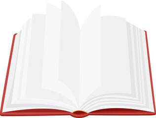 Open book textbook with blank pages in hardcover