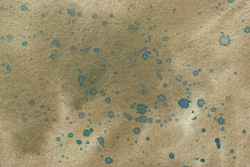 Abstract art background brown and blue colors. Watercolor painting on canvas with soft beige gradient.