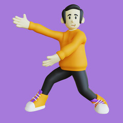Stylized 3D Character Pointing Hand to Left Pose