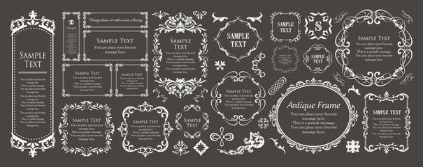 高級感のあるカードデザイン。アンティークな装飾デザイン。エレガントな縁の模様。