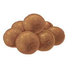 Gulab jamun. Indian traditional food. Vector color realistic illustration. Isolated on white