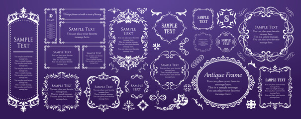 高級感のあるカードデザイン。アンティークな装飾デザイン。エレガントな縁の模様。