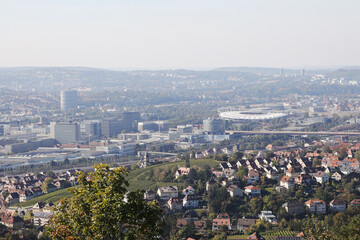 Fototapeta na wymiar View to Stuttgart skyline from Grabkapelle hill