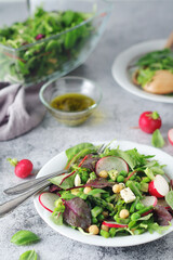 Green salad with asparagus and radish