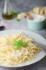 Spaghetty with italian cheese pecorino romano