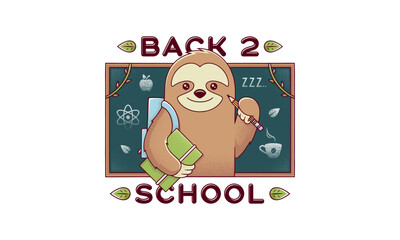 Sloth Back to School Kawaii Vector Art