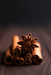 Creative concept food photo of cinnamon spices.