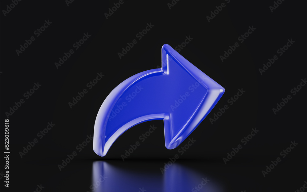 Poster redo arrow sign glass morphism on dark background 3d render concept for next skip shortcut