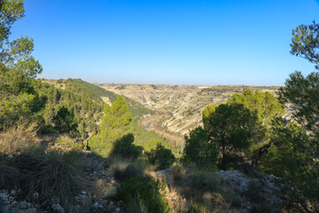 Fototapeta na wymiar Gorge over the river Batan in Alcalá del Júcar. Albacete
