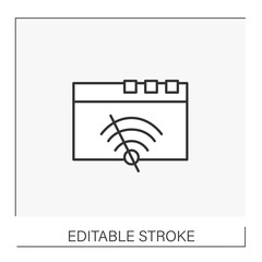  Limit access line icon. No internet connection. Limited wifi signal on browser page. Web service concept. Isolated vector illustration. Editable stroke