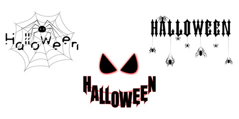halloween lettering with spiders and cobwebs