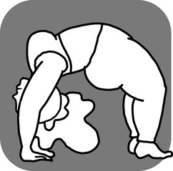 Curvy plus size woman has yoga class and make relaxation pose to be strong and trains her body. Hand drawn monochrome vector illustration.  Comics cartoon line drawing.