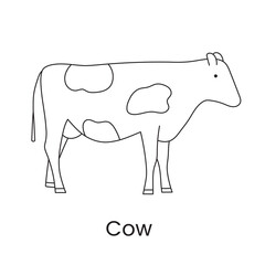 Cow vector line icon, illustration of a farm animal.