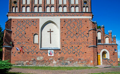 General view and architectural details of the Gothic Catholic Church of Saint John the Baptist...