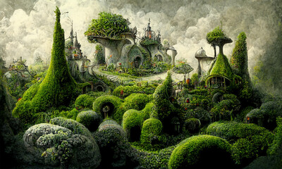 fantasy dream  world,  fairytale background, digital art