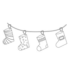 Christmas different socks for line style gifts. Vector illustration