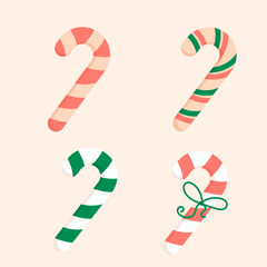 Set of different Christmas candies, sweets. Vector illustration