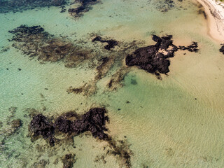 Aerial drone view of Mauritius Belle Mare Beach