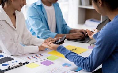 Business people meeting business consulting brainstorming project analysis report Check investment results And profits of the company