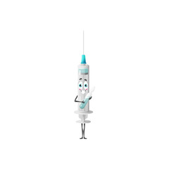 Medical syringe with needle cute cartoon character