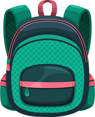 Backpack cartoon green school bag with zipper pack