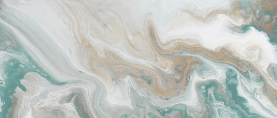 Abstract acrylic fluid texture of azure turquoise blue tones