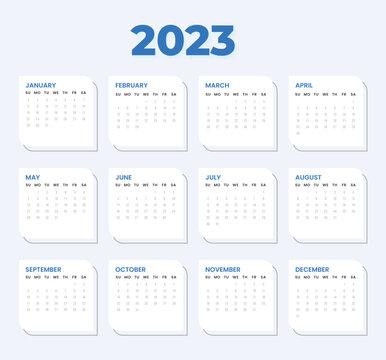 Wall calendar 2023 design, Flat 2023 calendar template,Minimalist inspirational photos monthy nature calendar	