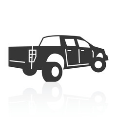 solid icons for Pickup truck and shadow,vector illustrations