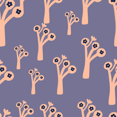 Strange shapes flower seamless pattern. Contemporary botanical floral ornament.