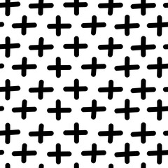 Obraz premium Hand drawn abstract cross seamless pattern. Plus sign endless wallpaper. Doodle style.